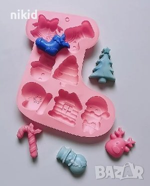 едри Коледни ръкавица елха къща камбани Дядо Снежен силиконов молд форма гипс сапун свещ шоколад , снимка 2 - Форми - 43022564