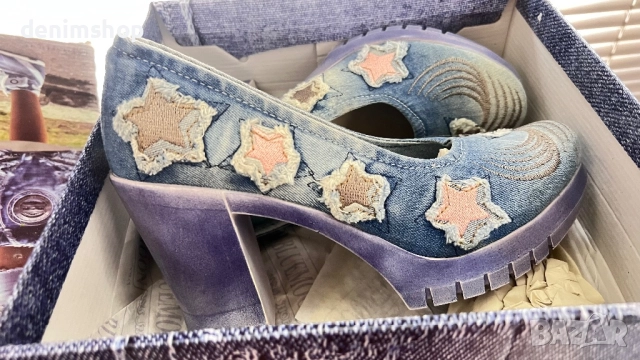 Нови дънкови обувки на ток, номер 39, снимка 3 - Дамски обувки на ток - 52549206