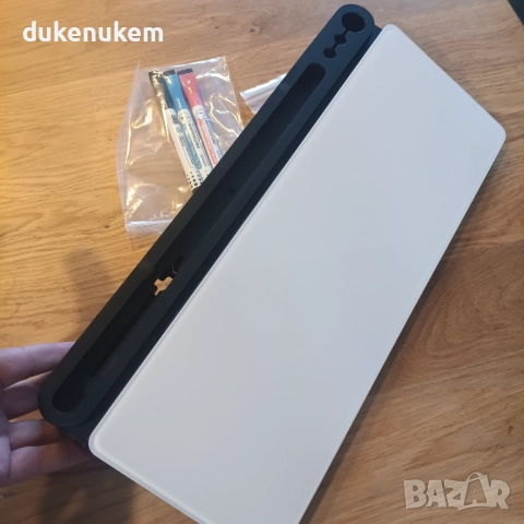 Стъклена дъска за бюро с органайзер, бяла, с маркери и чекмедже за офис и home office, снимка 8 - Други стоки за дома - 52638147