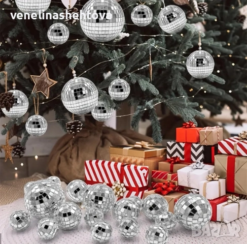 35 броя 4 размера огледални диско топки за декорация на торта елха , снимка 5 - Декорация за дома - 52579120