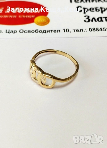 Златен дамски пръстен 14К.Тегло 1.54 гр.Размер 61.Цена 139 €., снимка 2 - Пръстени - 53349196