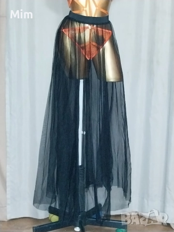  Резервирани Черна прозрачна дълга пола , снимка 2 - Поли - 52242110