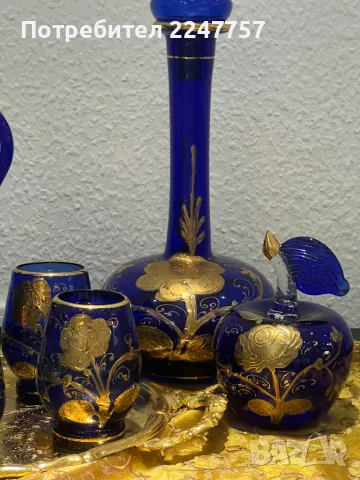 Луксозен комплект кобалт с позлата, снимка 16 - Декорация за дома - 48753290