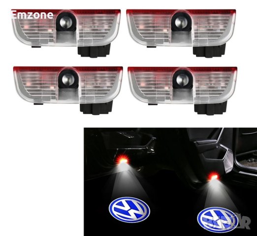 LED Плафони за вратa с лого за VWGolf 5 6 7 Touаran Passat B6 B7 B8 Tiguan, снимка 1 - Аксесоари и консумативи - 43669207