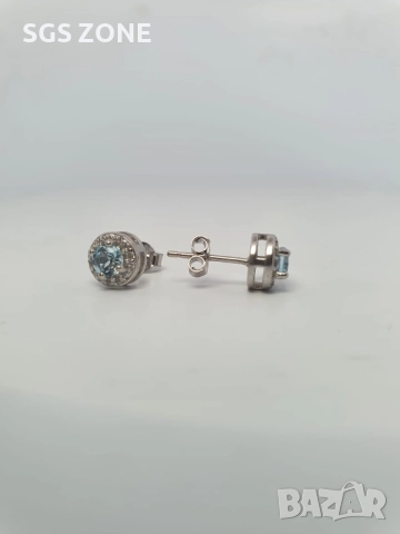 СРЕБЪРНИ ОБЕЦИ С ТОПАЗ 925, снимка 2 - Обеци - 52365445