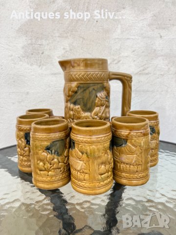 Комплект кана с чаши за пунш №1389, снимка 1 - Антикварни и старинни предмети - 35017128