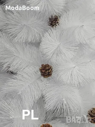 Гъста бяла изкуствена елха със шишарки, снимка 2 - Декорация за дома - 48042272