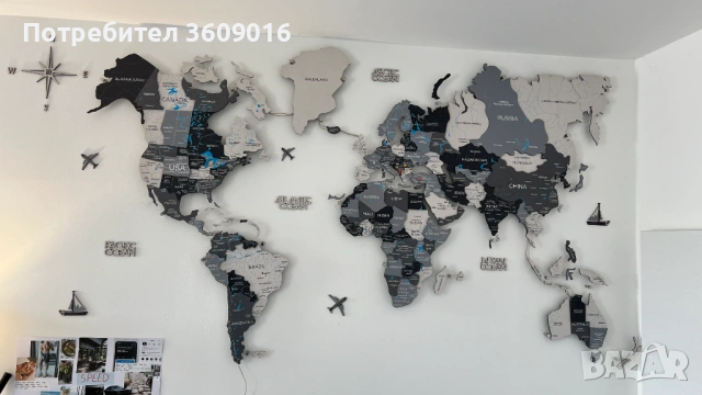 Карта на света XL 200cm x 120cm Enjoy The Wood