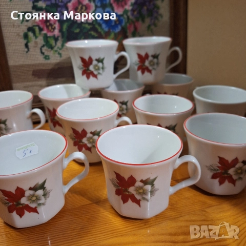 Баварски порцеланов сервиз от 12 чашки за кафе, снимка 3 - Сервизи - 52480850