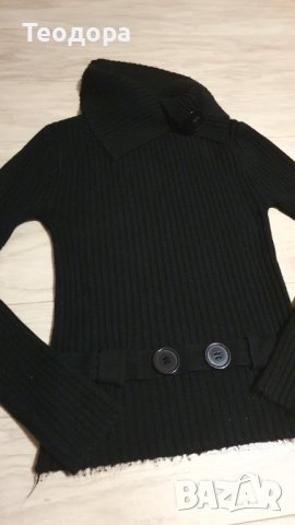 Черна зимна блуза рXS/S, снимка 2 - Блузи с дълъг ръкав и пуловери - 39564872