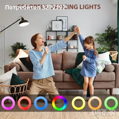 K12 Високочествен караоке комплект с два безжични микрофона и LED тонколона, снимка 4 - Караоке - 48738937