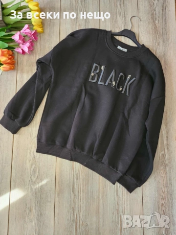 Black Дамска Черна Блуза С Дълъг Ръкав Бляк Код I_183