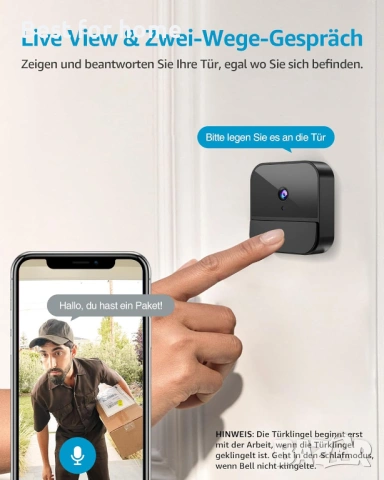 Wi-Fi Видео звънец BETTERMO – Смарт камера за врата, Нощно виждане и Двупосочно аудио, снимка 3 - IP камери - 53045664