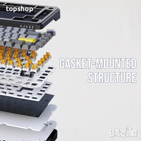 НОВА, ПЕРФЕКТНА механична клавиатура AJAZZ AK820 MAX HE с екран и копче..., снимка 4 - Клавиатури и мишки - 51637850