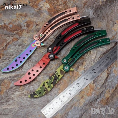 тренировъчен нож упражнения пеперуда с тъпо острие+калъф за колан