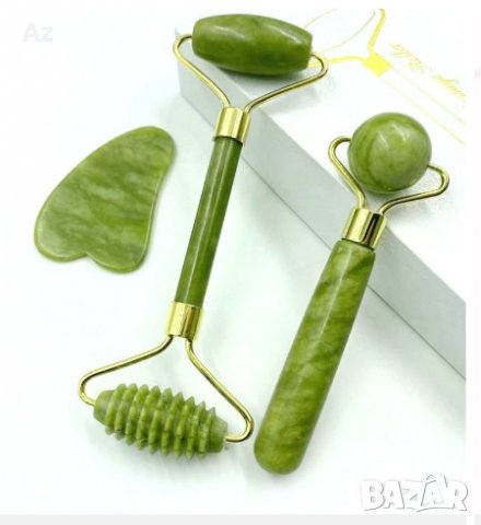 Двустранен ролер масажор за лице с нефрит , снимка 1