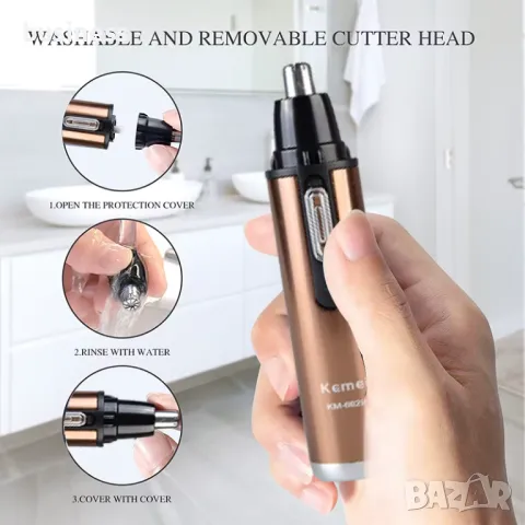 Тример за нос и бакембарди 2в1 Kemei KM-6629, снимка 7 - Мъжка козметика - 49811014