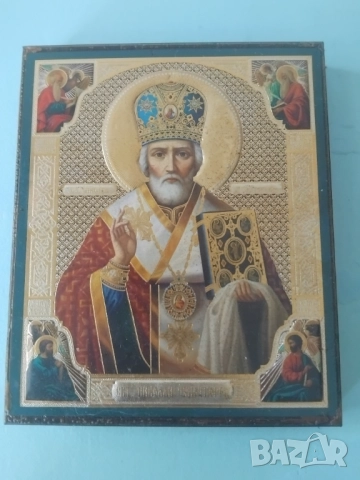 Икона Св. Николай Чудотворец, снимка 2 - Икони - 51713818
