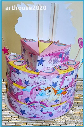 Картонена торта ЕДНОРОГ,покани за рожден ден,банери за стена и др., снимка 4 - Други - 39476855