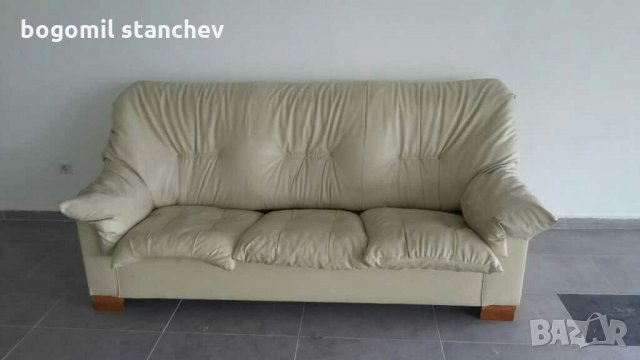 Кожен диван 3 места с подматрачна рамка, снимка 8 - Дивани и мека мебел - 28988648