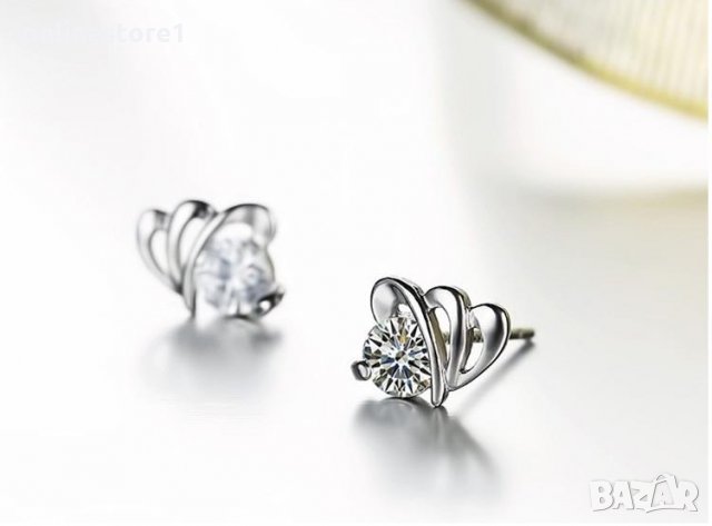 Сребърни Обеци Дара - 925 печат сребро BA223, снимка 2 - Обеци - 28147768