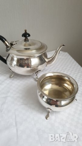 Английски посребърен сервиз за чай от 3 части, снимка 6 - Антикварни и старинни предмети - 43203606
