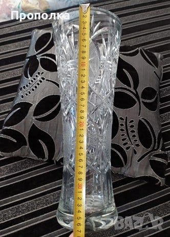 Внушителна красавица - голяма, кристална ваза, височина 37см, снимка 5 - Вази - 44900434