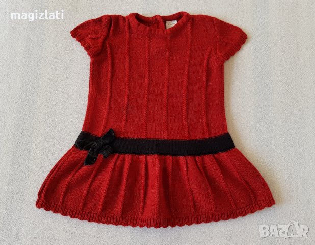 Коледна плетена рокля 12-18 месеца, снимка 3 - Бебешки рокли - 27362938