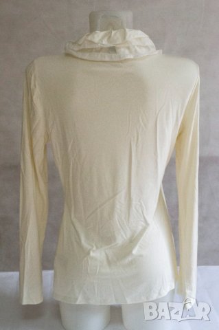 Дамска блуза в цвят екрю с жабо Diego Reiga - L, снимка 2 - Блузи с дълъг ръкав и пуловери - 43102899