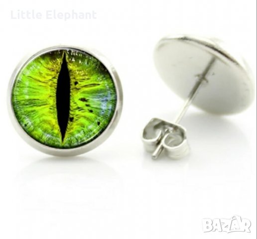 -50%-Обеци "Anaconda's eye",green/нови, снимка 1