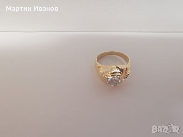 Златен мъжки пръстен с циркон 2, снимка 7 - Пръстени - 38537640