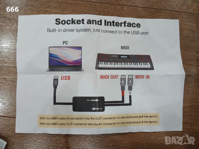 EBXYA 1.5M USB MIDI кабел, 5-пинов USB MIDI интерфейс, MIDI входно/изходен конвертор за PC/Mac/лапто, снимка 9 - Друга електроника - 52885416