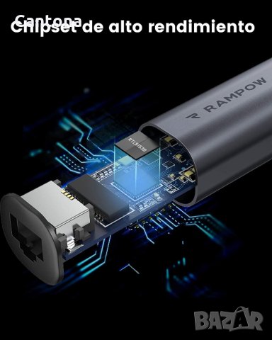 RAMPOW USB A към Gigabit Ethernet адаптер,  мрежова карта 1000 Mbps, снимка 2 - Мрежови адаптери - 35109446