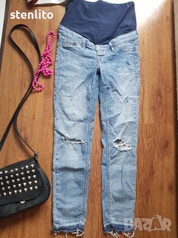Накъсани дънки за бременни H&M Мama Skinny High Rib р-р 36, снимка 2 - Дрехи за бременни - 37340646