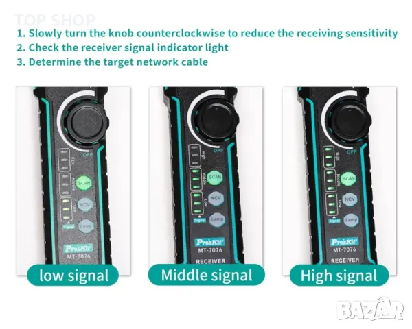 Pro'sKit Tool solutions MT-7076 LCD мрежов кабелен тестер и сонда, снимка 6 - Друга електроника - 49552047