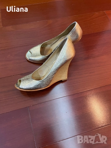 Дамски елегантни златни обувки Sara Pen кожа, снимка 5 - Дамски обувки на ток - 51919154