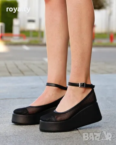 Обувки на платформа - черна мрежа, снимка 2 - Дамски ежедневни обувки - 50072506