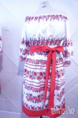 Рокля с етно мотиви ,голи рамене, снимка 5 - Рокли - 39828654