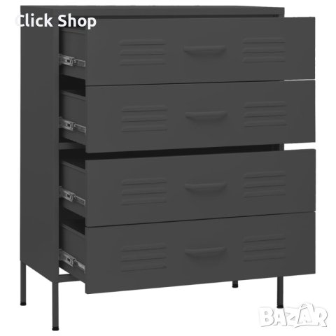 Шкаф с чекмеджета, антрацит, 80х35х101,5 см, стомана, снимка 8 - Шкафове - 40308733