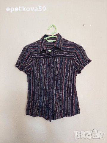 Дамска карирана риза с къс ръкав в размер S, снимка 1 - Ризи - 19569244