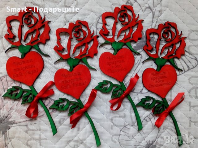 Подарък за Свети Валентин и Осми март - дървена роза с надпис по желание, снимка 4 - Подаръци за жени - 39426327