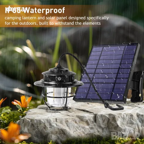 XRDZYXGS Лампа за къмпинг, акумулаторна 2000mAh 1000LM, водоустойчива с 6000mAh соларен панел, снимка 5 - Къмпинг осветление - 47432967