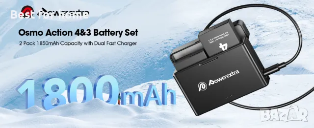 Комплект батерии и зарядно DJI Osmo Action 4 и 3 от Powerextra, снимка 12 - Батерии, зарядни - 48482541