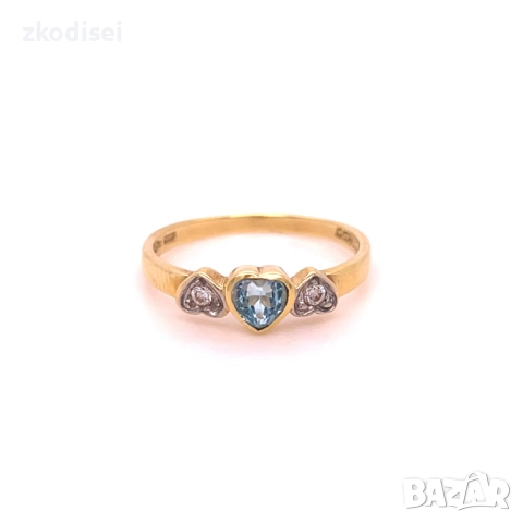 Златен дамски пръстен с аквамарин 1,94гр. размер:52 18кр. проба:750 модел:34667-5
