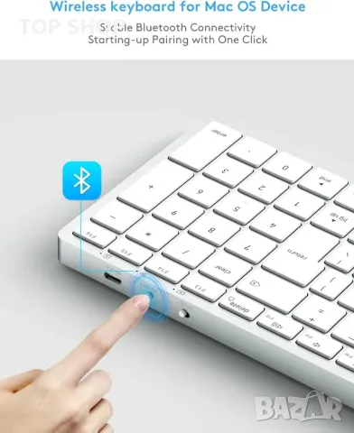 Безжична Bluetooth клавиатура Yivandi за Apple Mac OS – QWERTY оформление, ножични клавиши, снимка 3 - Клавиатури и мишки - 49546284