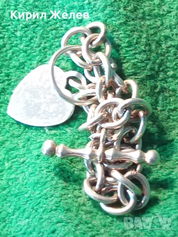 РОМАНТИЧНА ВИНТИДЖ АРТ СТИЛ СРЕБЪРНА ГРИВНА със СЪРЧИЦЕ СРЕБРО 925 с БЯЛА ПОЗЛАТА 47977, снимка 14 - Гривни - 48485678