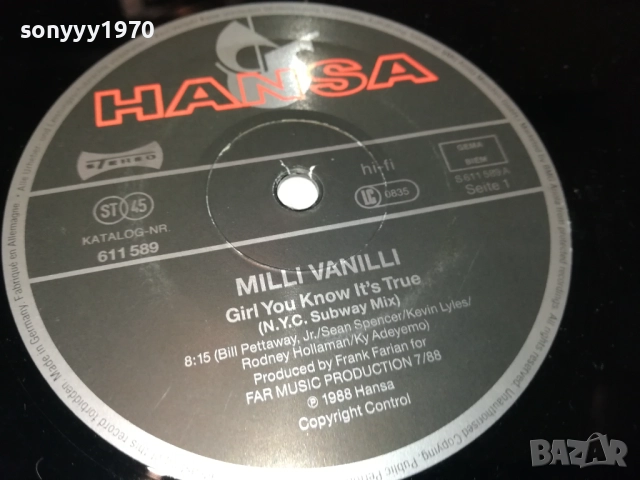 MILLI VANILLI-MADE IN GERMANY-ВНОС ENGLAND 2808251142, снимка 16 - Грамофонни плочи - 51520716