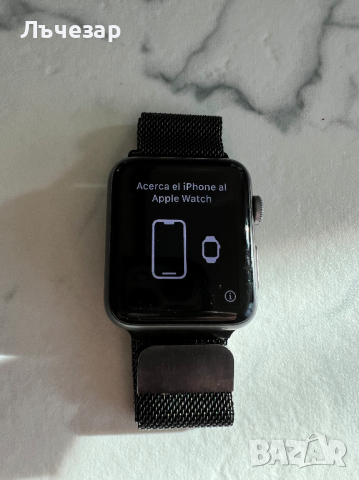 Apple Watch 3, 42mm Space Gray, Milanese Loop и подарък 3 допълнителни каишки, снимка 1