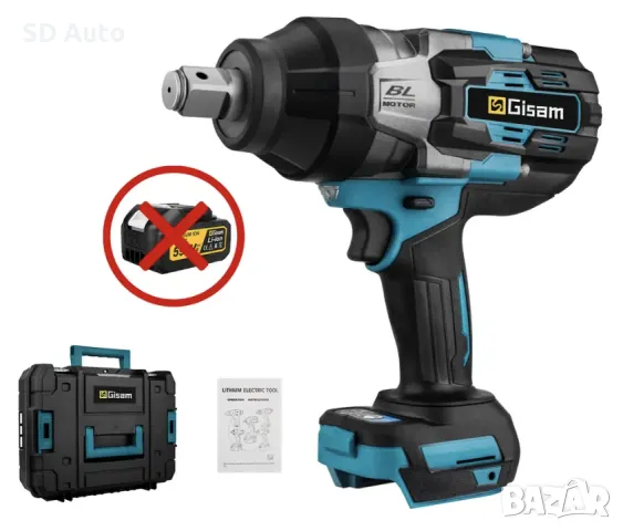 Безчетков Акумулаторен Гайковерт GISAM 3100 Nm  3/4 Адаптер, снимка 5 - Други инструменти - 48480119
