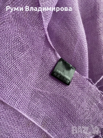 Люляково лилав шал от 100 % лен, снимка 5 - Шалове - 52703129